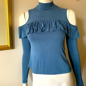 Shoulderless Blue Blouse